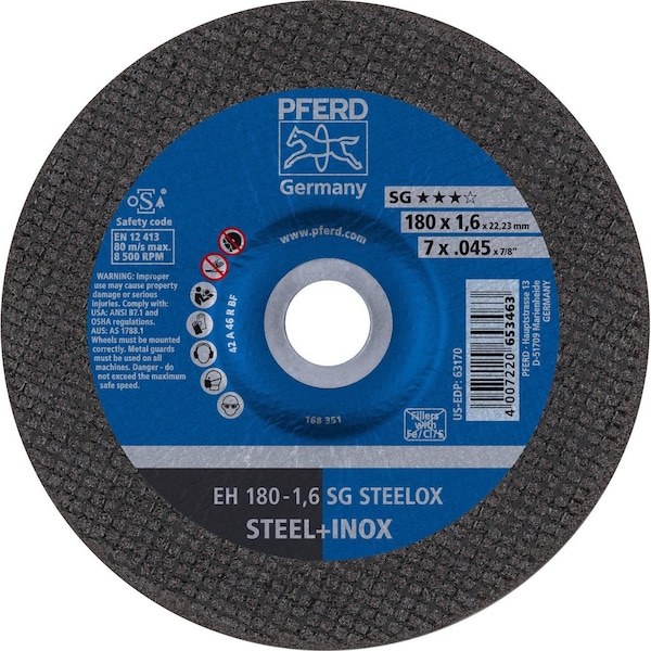 Pferd 63170 7in x .045in Cut-Off Wheel, 7/8in AH A 46 R SG INOX - Type 27 63170-PFERD - main
